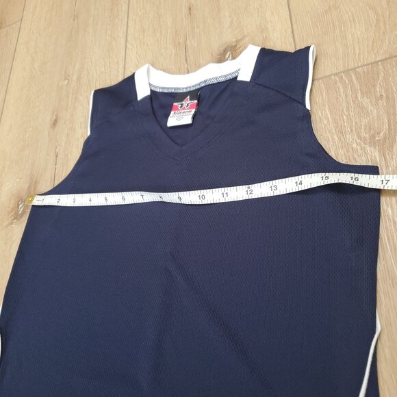 Alleson Athletic Girls Tennis Dress Uniform Size L (10/12) Blue White Jersey - Picture 8 of 9